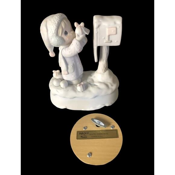 Precious Moments "I'M SENDING YOU A WHITE CHRISTMAS" Music Box 1987 #112402 - Picture 1 of 7